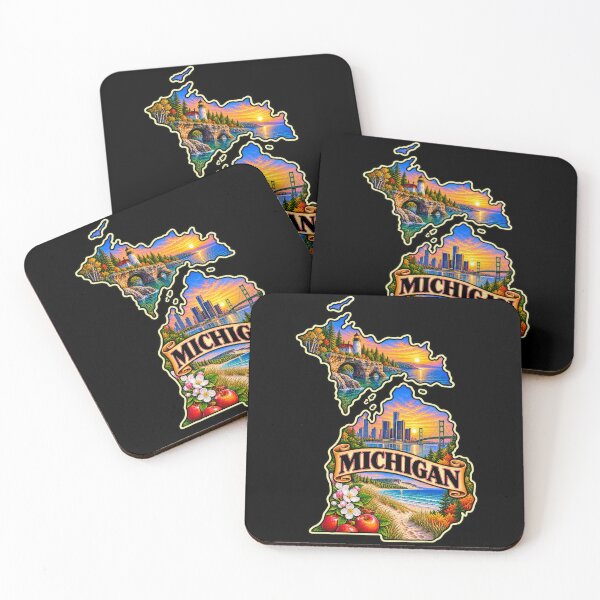 Item preview, Michigan Great Lakes Escape – Vintage State Travel Poster with Lighthouses and Coastal Beauty designed and sold by RockitBaby.