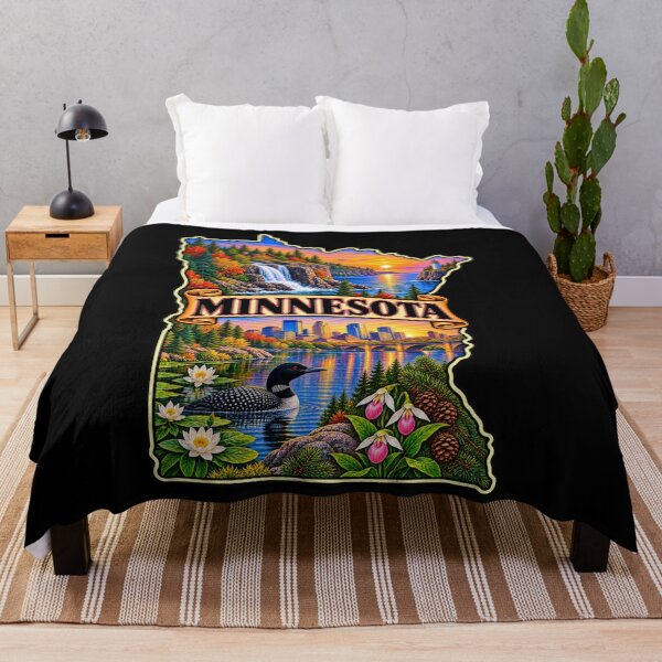 Item preview, Minnesota North Star Wonders – Vintage State Travel Poster with Lakes and Loon designed and sold by RockitBaby.