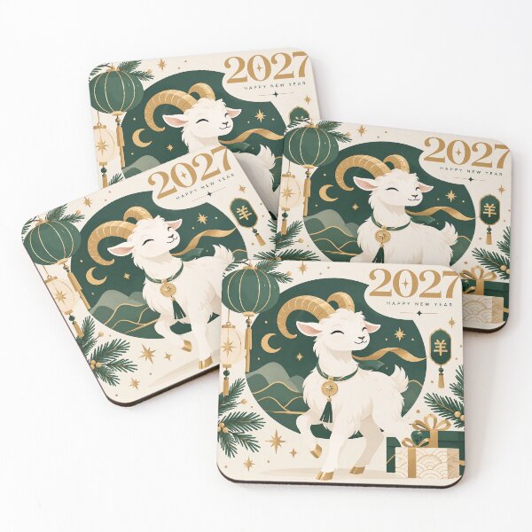 Item preview, Happy New Year 2027 Sheep in Green and Gold designed and sold by VitSArt.