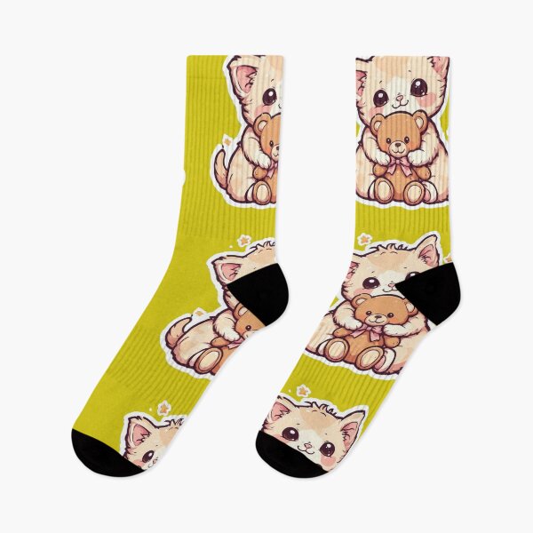 Item preview, Kawaii Kitten Hugging Teddy Bear Design designed and sold by MushArtist.