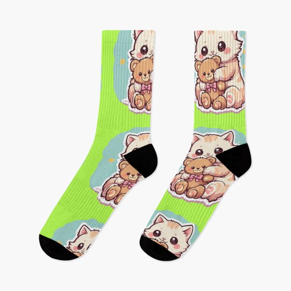 Item preview, Kawaii Kitten Hugging Teddy Bear Design designed and sold by MushArtist.