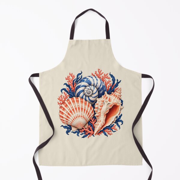 Item preview, Coral and Cobalt Seashell Engraving Composition designed and sold by Mostafa Studio.
