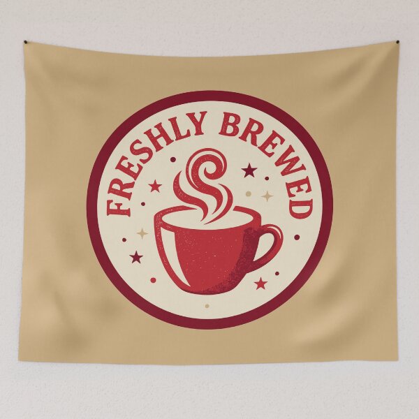 Item preview, Freshly Brewed Retro Coffee Cup Badge designed and sold by AIG - Andrei Ilie Graphics.