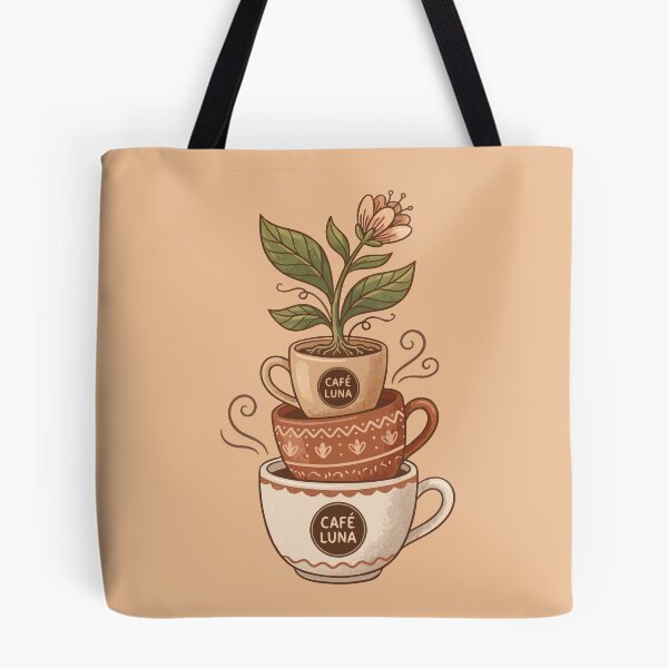 Item preview, Cafe Luna Coffee Cups Plant Illustration designed and sold by AIG - Andrei Ilie Graphics.