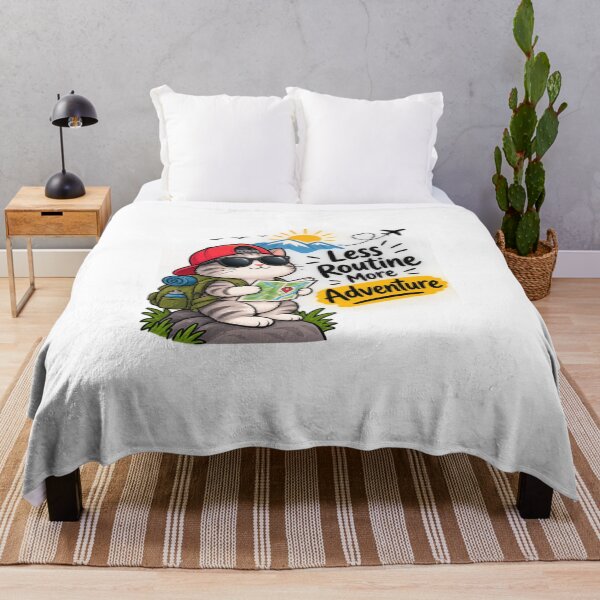 Item preview, Less Routine More Adventure Cute Travel Cat Design designed and sold by Artbysarmina.