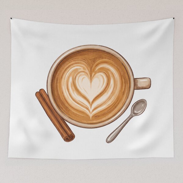 Item preview, Heart Latte Art Coffee Cup with Cinnamon designed and sold by AIG - Andrei Ilie Graphics.