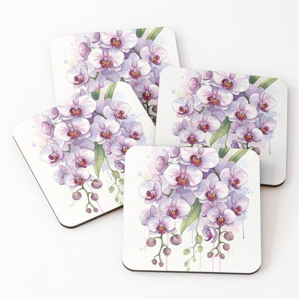Item preview, Cascading Lilac Orchids with Watercolor Drips designed and sold by VelloomStore.
