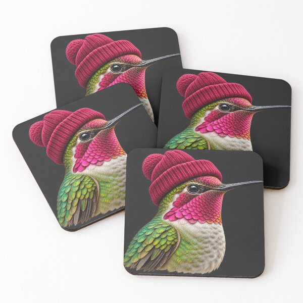 Item preview, Hummingbird Red Beanie Portrait Detailed Colorful designed and sold by Pliable.