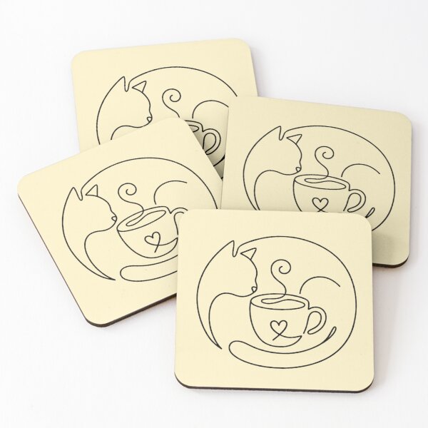 Item preview, Cat and Coffee One Line Art Minimalist Drawing designed and sold by @SHINTOSARTSTORE.