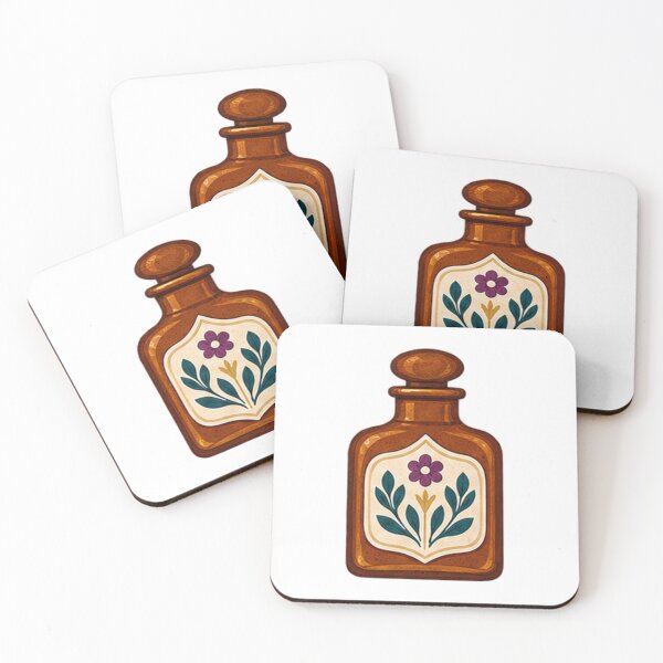 Item preview, Amber Apothecary Bottle with Folk Label designed and sold by H. Doucette Studio.