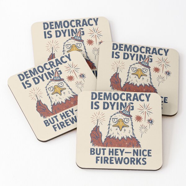 Item preview, Democracy Is Dying Eagle and Fireworks Line Art designed and sold by mareix.