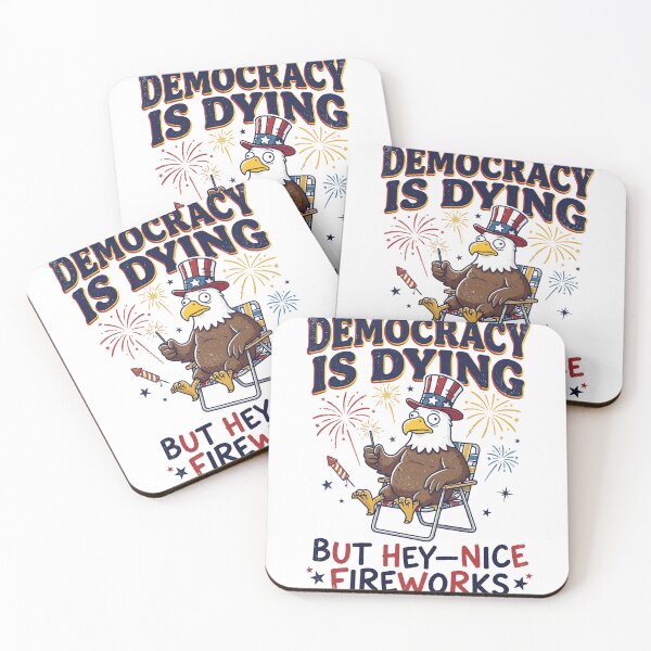 Item preview, Democracy Is Dying Relaxing Eagle Fireworks Joke designed and sold by mareix.