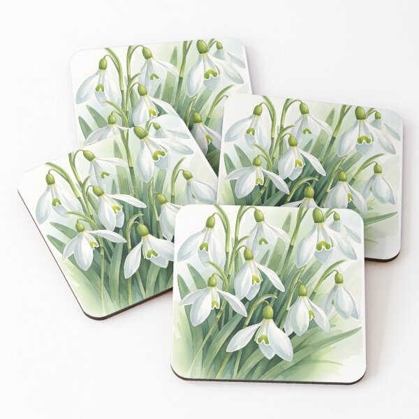 Item preview, Close Up Snowdrop Bells with Green Leaf Wash designed and sold by VelloomStore.