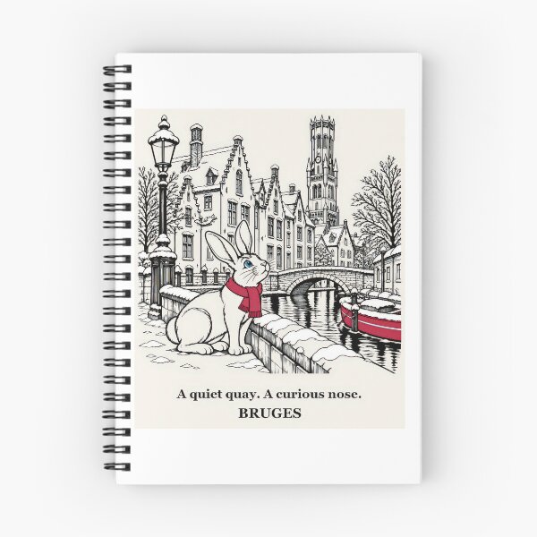 Item preview, Bruges Rabbit Exploring a Quiet Winter Quay designed and sold by Soft Paws Sketches.