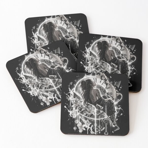 Item preview, Monochrome Gothic Woman with Broken Clock Glow designed and sold by Personiq Kaleido.