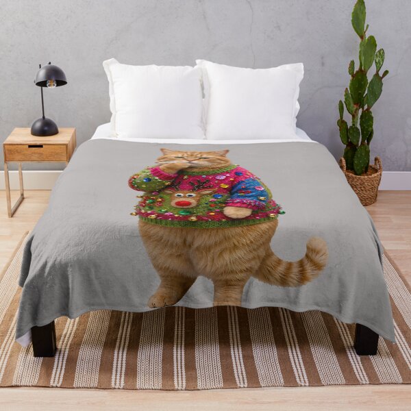 Item preview, Smoking Cat in Ugly Christmas Sweater Reindeer designed and sold by GreggRoss.
