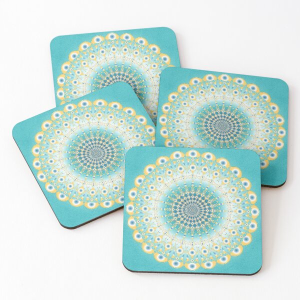 Item preview, Yellow and Turquoise Peacock Mandala designed and sold by Elsy's Art.