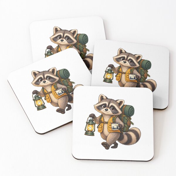 Item preview, Campbell – Camping Raccoon with Lantern and Mug designed and sold by CozyMigo.