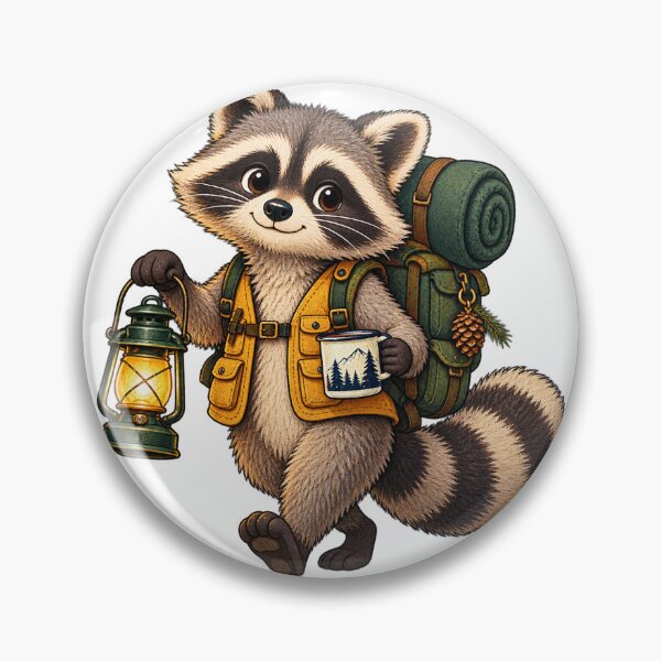 Item preview, Campbell – Camping Raccoon with Lantern and Mug designed and sold by CozyMigo.