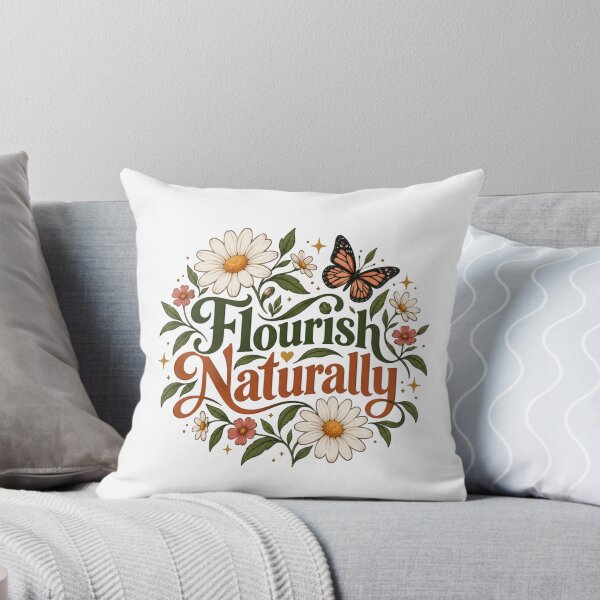 Item preview, Flourish Naturally – Botanical Floral Typography, Wildflowers and Butterfly Nature Art designed and sold by Sanika arts .