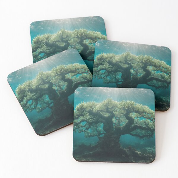 Item preview, Submerged Ancient Tree With Glowing Coral Canopy designed and sold by monkeybusiness.pt.