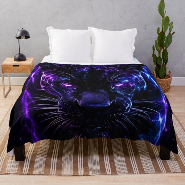 Item preview, Neon Black Panther – Purple Blue Electric Predator Cyberpunk Animal designed and sold by Dyan4.