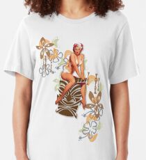 The Kitsch Bitsch : Tiki Goddess Retro Pin-Up Slim Fit T-Shirt