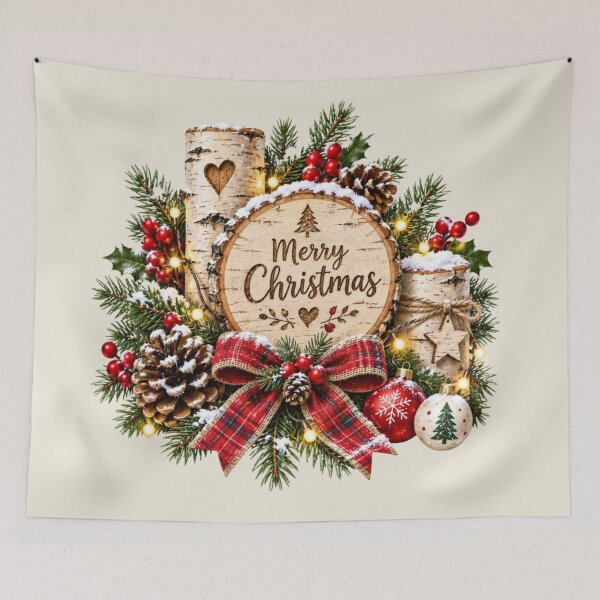 Item preview, Rustic Birch Wood Merry Christmas Holiday Design designed and sold by Myra365Art.