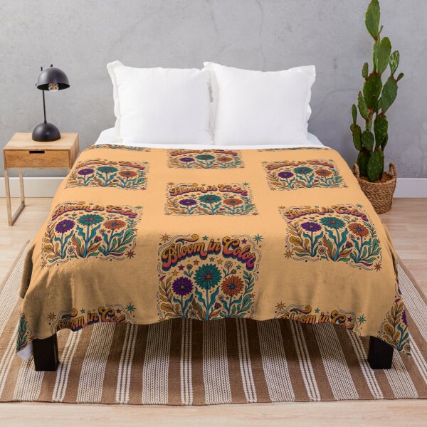 Item preview, Bloom in Color - Retro 70s Psychedelic Floral Typography designed and sold by Chroma Dreams .