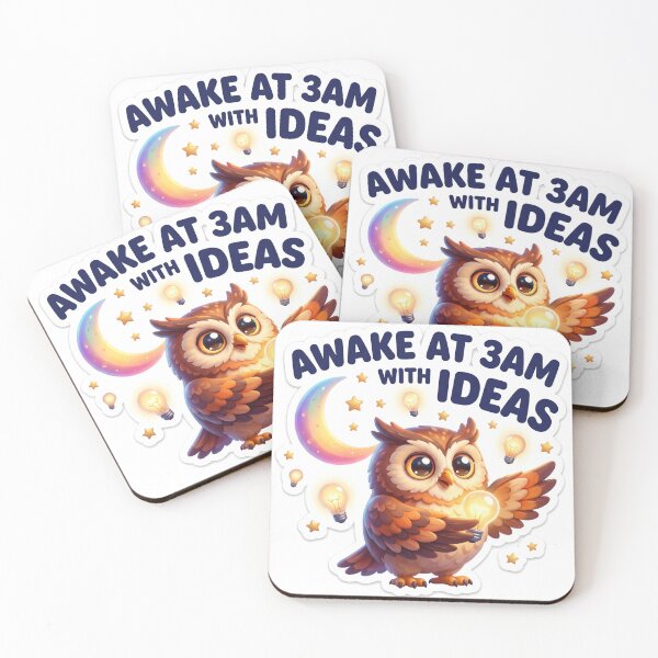 Item preview, Awake at 3AM With Ideas - Cute ADHD Owl Quote designed and sold by Thanat Studio.