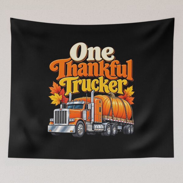 Item preview, One Thankful Trucker – Funny Truckers Thanksgiving, Pumpkin Hauler and Grateful Truck Driver Design designed and sold by Trendably.