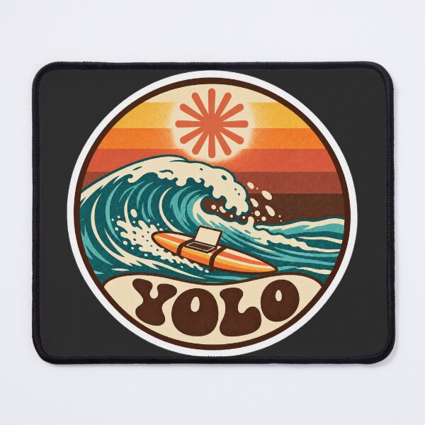 Item preview, YOLO Mode Claude Code Retro 70s Surf Badge - Dangerously Skip Permissions Sticker designed and sold by Stick Erify.