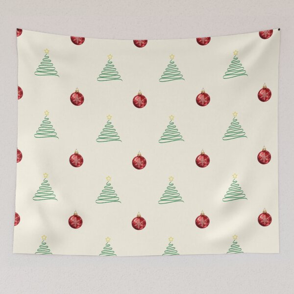 Item preview, Minimalist Christmas Tree Pattern with Red Baubles designed and sold by Dino-Lune.