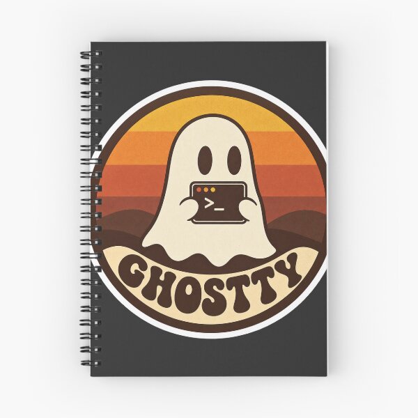 Item preview, Ghostty Terminal Retro 70s Sunset Badge - Cute Ghost Terminal Emulator Sticker designed and sold by Stick Erify.