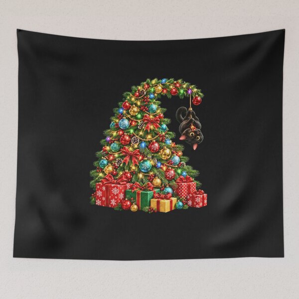 Item preview, Black Cat Hanging From Christmas Tree designed and sold by FrankIsabel.