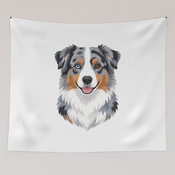 Item preview, Blue Merle Australian Shepherd Portrait designed and sold by Taylor Brew Studio.