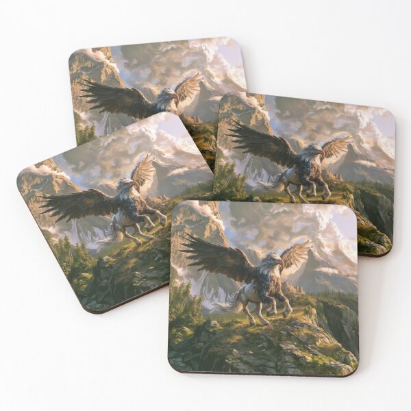 Item preview, A Hippogriff with outstretched wings in a mountain scene, Fantasy & Mythological Creatures designed and sold by CDC40.