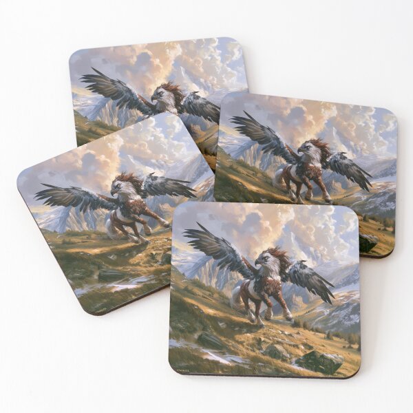 Item preview, A Hippogriff with outstretched wings in a mountain scene, Fantasy & Mythological Creatures designed and sold by CDC40.