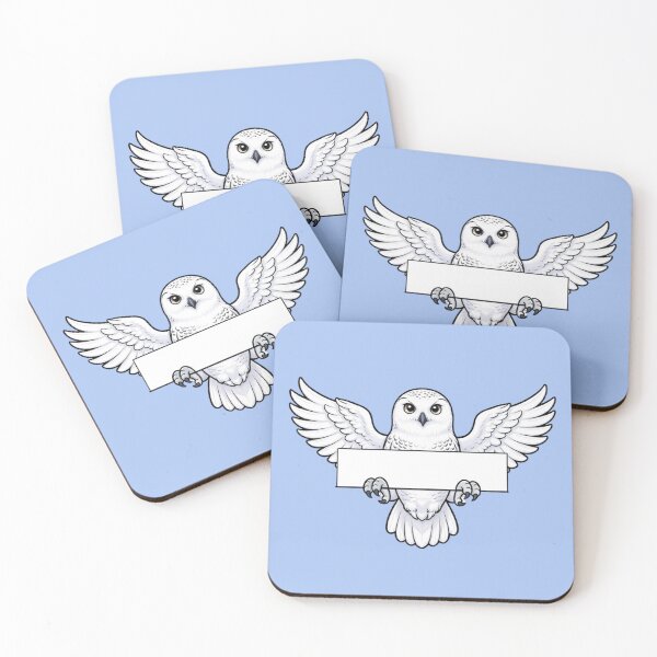 Item preview, Majestic Snowy Owl with Banner Cute Bird Art designed and sold by PetalsPaws.