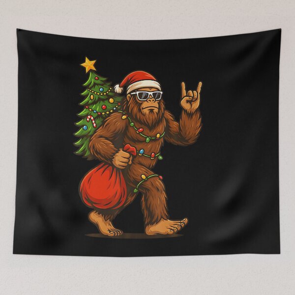 Item preview, Santa Bigfoot Rock Roll Christmas Tree Xmas designed and sold by HayleePacoch.