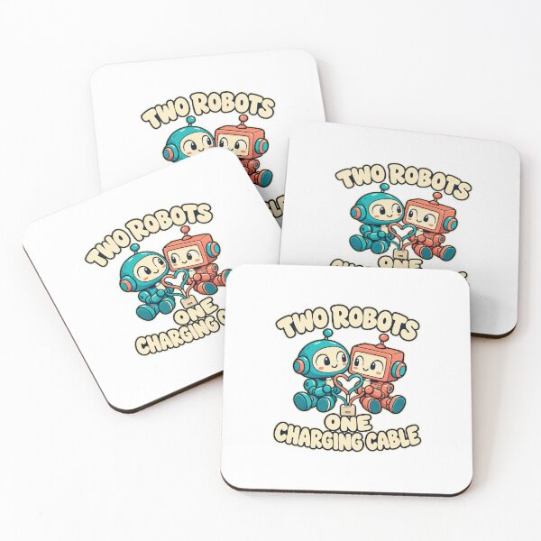 Item preview, Two Robots One Charging Cable — Tech Romance Humor designed and sold by QOT Studios.