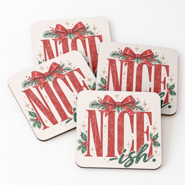 Item preview, NICE-ish Christmas, Funny Sarcastic Holiday Saying, Retro Vintage Distressed Christmas, Sassy Xmas Humor, Naughty or Nice Holiday Vibes designed and sold by Quiajia.