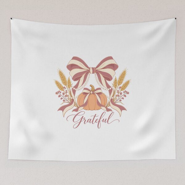 Item preview, Coquette Thanksgiving Bow Pumpkin Pearls Grateful designed and sold by Inkworksbyshery.