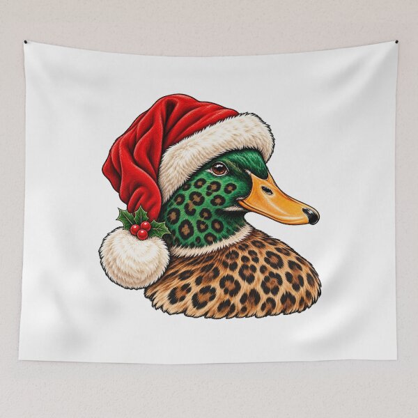Item preview, Christmas Leopard Print Mallard Duck designed and sold by LandFinStudio.