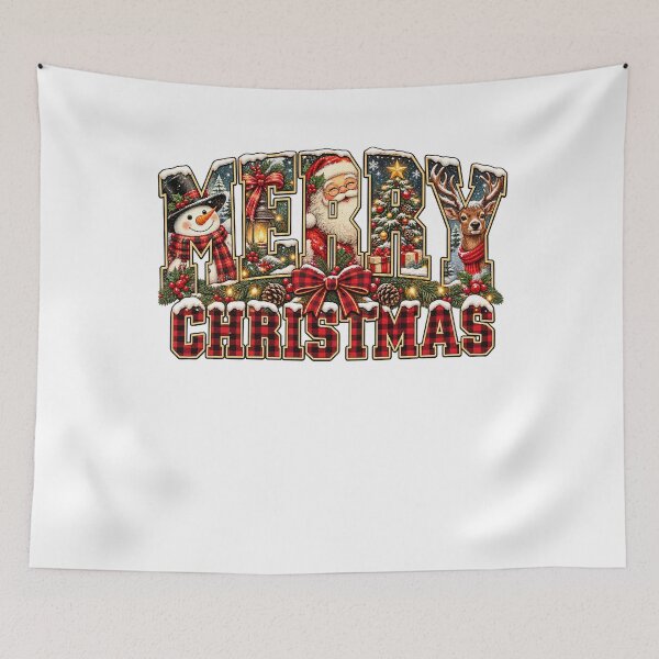 Item preview, Vintage Merry Christmas Plaid Holiday Design designed and sold by LandFinStudio.