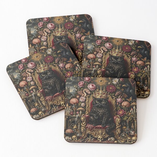 Item preview, Gothic Black Cat King on Royal Throne Sticker designed and sold by Frenky Stickers.