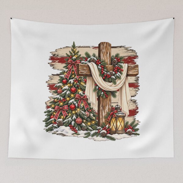 Item preview, Rustic Christmas Cross and Tree Design designed and sold by LandFinStudio.