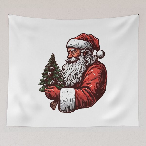 Item preview, Vintage Santa Claus Holding Christmas Tree designed and sold by stylishdzign.