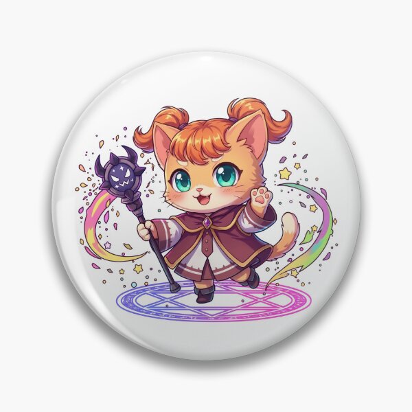 Item preview, Momo Cat Magician Demon Rod Fantasy Chibi Sticker designed and sold by DragonHeartBros.