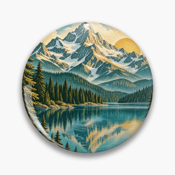 Item preview, Nature circle of lake and mountains designed and sold by Linda La Guardia.